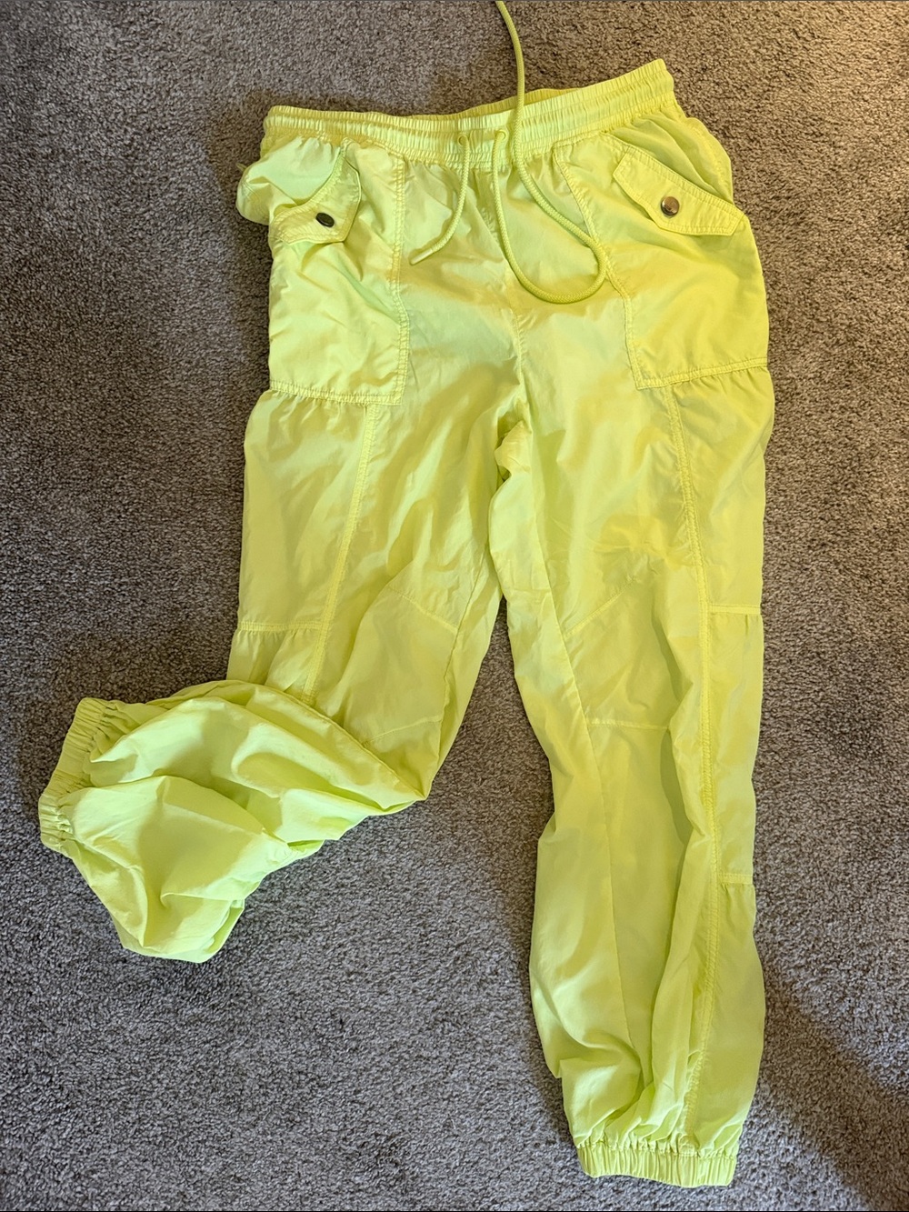 #271. Neon Yellow Cargo Jogger Pants